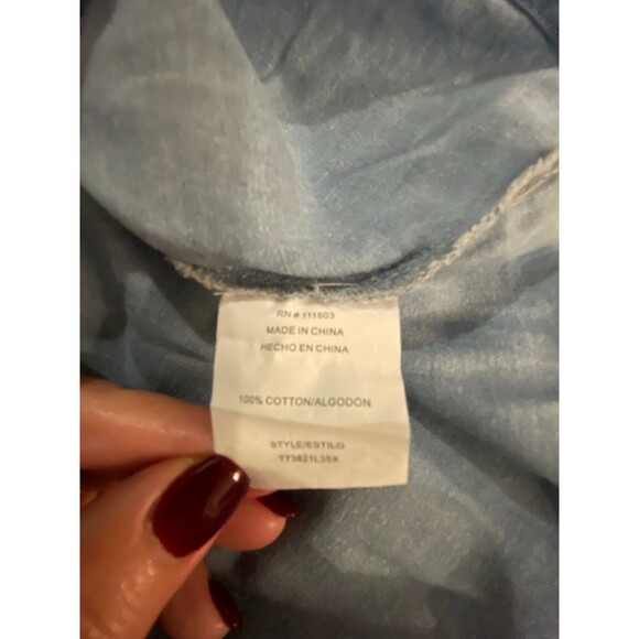 A.U.W. Blouse Chambray Denim Top Women’s Plus Size 1X Short Sleeve Casual - Picture 8 of 10